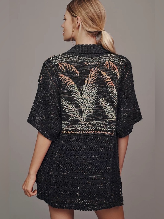 Pilcro Tops - Pilcro Anthropologie Polo Camp Oversized Open Knit Sweater Shirt Medium/Large